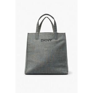 DKNY Logo Tote Bag Blue Gray Structured Canvas Designer Handbag
